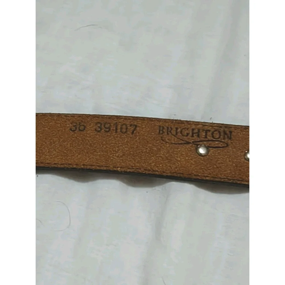 Vtg Brighton ONYX Mens Brown Womens Crocodile Embossed Silver Leather Belt Sz 36